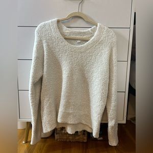 cozy white crew necked sweater